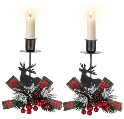 Imagen del producto de Soportes para velas navideños con diseño de ciervo - 2 unidades