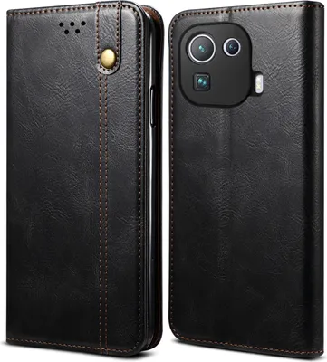 Produktbild von Xiaomi Mi 11 Pro Hülle, LaimTop Leder Flip Brieftasche Schutzhülle für Xiaomi Mi 11 Pro Schwarz