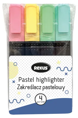 Immagine prodotto di Zakreślacze pastelowe 4 kolory różowy żółty niebieski miętowy