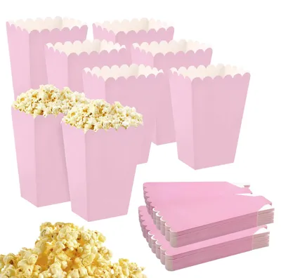 48 rosa Popcorndosen aus Papier, 5,5 x 10,5 cm