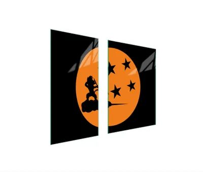 Produktbild von Herdabdeckplatten 2 teilig 75x52 Glaskeramikkochfeld Abdeckung Glas Schneidebrett Anime Orange