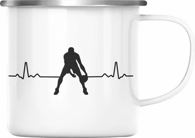 Produktbild von Trendation - Basketball Emaille Tasse Geschenk Basketballspieler Coach Trainer Geschenkidee Lustige Emaille Tasse Basketballer Jungs Jungen (Silber)