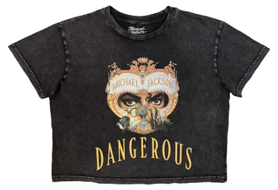 Produktbild von Michael Jackson - "Dangerous" Kurzes Top für Damen, Steinwaschen RO16997 (M) (Anthrazit)