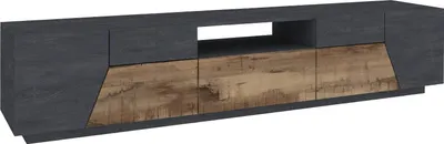 Produktbild von Fernsehschrank Dfilipp, Niedriges Sideboard für Wohnzimmer, Sockel für TV-Möbel, 100 %  Italy, cm 220x43h46, Schiefer und Ahorn
