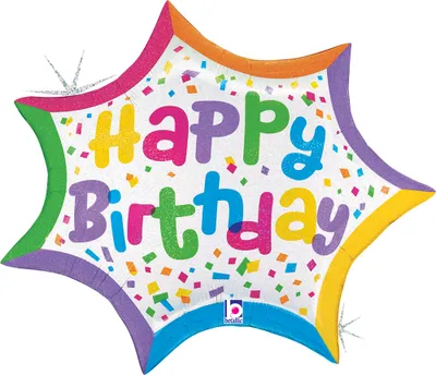 Produktbild von Shape Folienballon "Happy Birthday" Confetti | 69 cm
