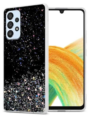 Produktbild von Cadorabo Hülle für Samsung Galaxy A33 5G Schutz Hülle in Schwarz Handyhülle TPU Etui Glitter Cover Case Glitzer