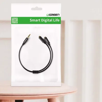 Produktbild von Ugreen 3,5-mm-Kopfhörer-Splitter-Miniklinke AUX, 25 cm - Schwarz