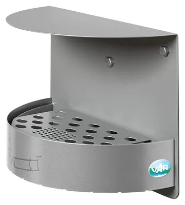 Produktbild von Wandascher mit Schutzdach verschließbar | 1,5 Liter, HxBxT 23x30x15cm | Verzinkter Stahl | Silber