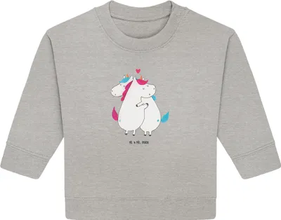 Produktbild von Mr. & Mrs. Panda Organic Baby Pullover Einhorn Mitteilung 6. - 12. Monat - Heather Grey - Geschenk, Liebe, Einhörner, Bullover, Partner, Unicorn, Valentinstag