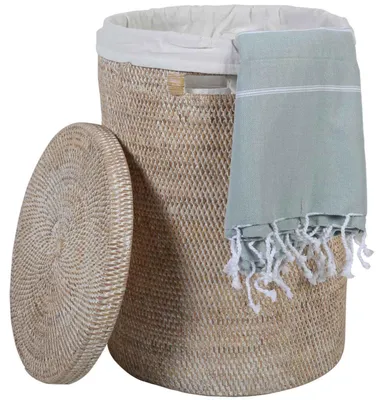 Produktbild von Rattan Wäschekorb Cleo Weiß, Größe:L