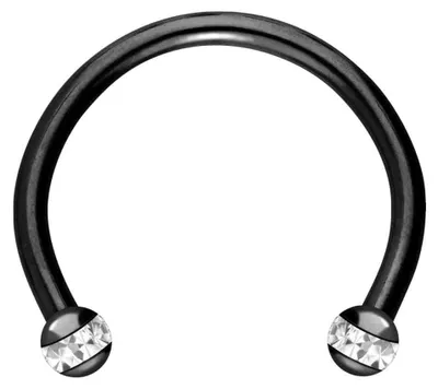 Produktbild von Ohrpiercing, Nasenpiercing, Septum Piercing Chirurgenstahl Hufeisenring EPOXY-RING-KUGELN Farbe: Schwarz + Kugelgröße: 4mm Innendurchmesser: 14mm + Stabstärke: 1,6mm