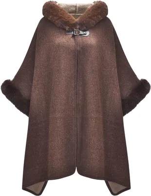 Produktbild von Damen-Poncho – Wintermantel mit Kapuze – Fleece-Weste – Einheitsgröße – Weich, aus Acrylfasern