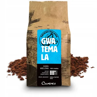 Zdjęcie produktu dla Kawa mielona Caveres GWATEMALA 100% Arabica 250 g | 100% Arabica ŚWIEŻO PALONA rzemieślnicza palarnia kawy premium