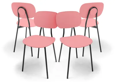 Image de Fabriano - Lot de 4 chaises design en métal et PP, style moderne, couleur élégante rose