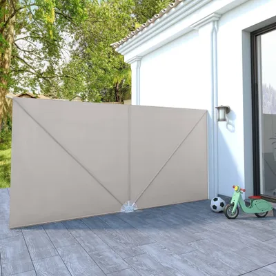 Image de The Living Store Éventail latéral de terrasse pliable Crème 400×200 cm
