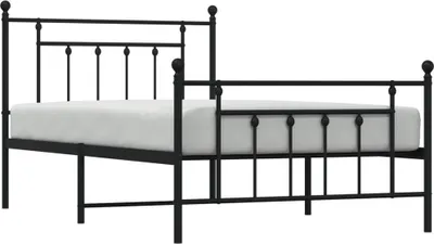Produktbild von vidaXL Bettgestell mit Kopf- und Fußteil Metall Schwarz 107x203 cm