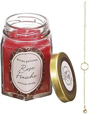 Duftkerze im Glas mit Überraschungsarmband, Rose