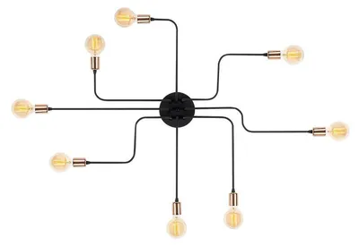 Image de Applique murale lampe en fer noir et bronze L 125 cm douille E27 style industriel