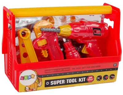 Produktbild von Lean Toys Werkzeugkasten Set Hammer Zange Rot