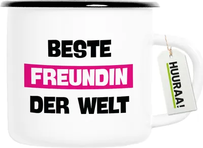 Produktbild von Huuraa Emaille Tasse Beste Freundin der Welt 300ml Vintage Campingbecher Geschenkidee