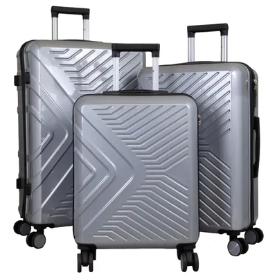 Produktbild von Kofferset Bergamo Hartschale 3teilige Trolleyset mit 4 Rollen Reisekofferset 3er Set L+M+S silber