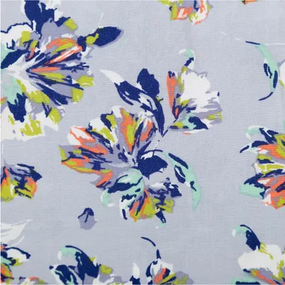 Produktbild von Viskose Stoff Meterware Popeline Blumen hellblau 145cm