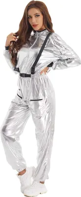 Immagine prodotto di Donna Uomo Costume da astronauta Taglia XXL Carnevale Costume da adulto Astronauta Tuta metallica Tuta da astronauta