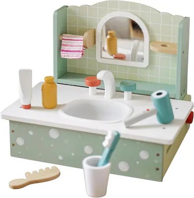 Produktbild von Badezimmer Waschbecken mit Spielzeug, Badezimmer Toilettenartikel Zubehör, Realistisches Kommoden Spielzeug für