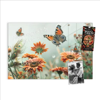 Produktbild von Magnettafel 60x40cm Pinnwand Whiteboard beschreibbar - Schmetterling Wiese