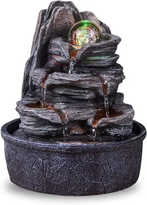 Produktbild von Farbvolles Tischbecken mit Wasserfall und Farbenspiel - Dekoration für Innenräume - H 25 cm