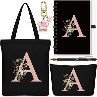 Immagine prodotto di Set da scrittura personalizzabile - Set da 5 pezzi con iniziali - Per la scuola e come regalo