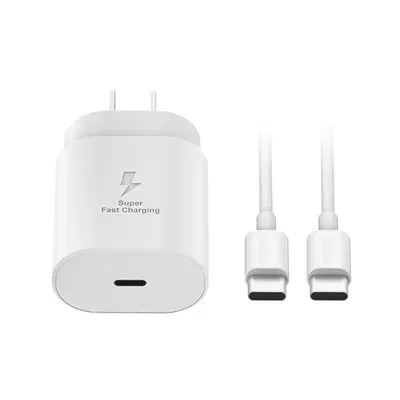 Zdjęcie produktu dla Smartiee Szybka Ładowarka Sieciowa 25W USB-C + Kabel USB-C-USB-C do Samsung, iPhone 15/16, Huawei, Xiaomi, Oppo (Zestaw)