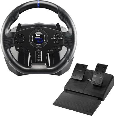 Image de Racewheel - Volant de course - Volant de jeu - Volant pour simulateur de course - Volant avec retour de force - Compatible avec plusieurs plateformes