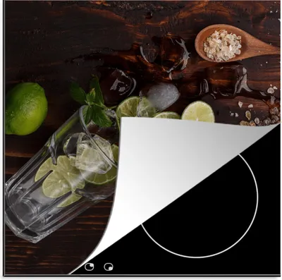 Produktbild von KitchenYeah© Herdabdeckplatte Cocktail - Obst - Limette , 78x78cm, Küche Deko, Glaskeramikkochfeld Herdabdeckung, Abdeckplatte fùr Kochfeld