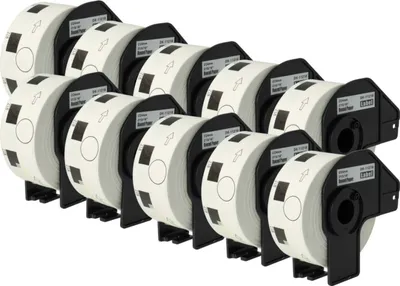 Produktbild von vhbw 10x Rolle mit Halter 24mm (1000 Etiketten) kompatibel mit Brother PT QL-1050, QL1050N, QL-1060, QL1060N, QL-500, QL-500A Drucker - Premium Weiß