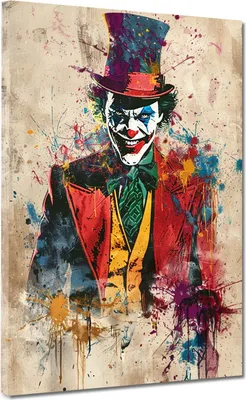 Produktbild von Joker Pop Art abstrakte Kunst Leinwandbild Wandbild Kunstdruck XL Wanddeko: 120x160x4cm