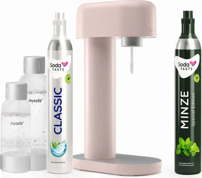 Obrázok produktu pre Špeciálna ponuka: Výrobník perlivej vody Ruby (ružový) + mätová fľaša CO2