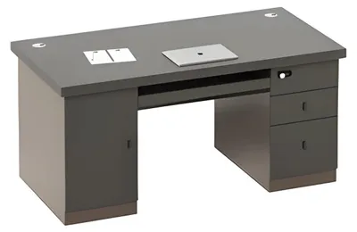 Immagine prodotto di Scrivania Scrivania per ufficio Nero Grigio Spazio di archiviazione Cassetti Canaline per cavi Serratura
