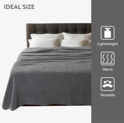 Produktbild von Famanu Sherpa Fleece Decke - Warme und weiche Kuscheldecke - Ideal für Bett und Sofa - Waschmaschinenfest - 180 x 220 cm - Grau