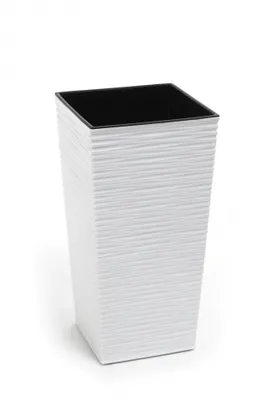 Produktbild von LAMELA Blumentopf FINEZIA DLUTO – Rillenstruktur 40 x 40 cm, Höhe 75 cm, Weiß