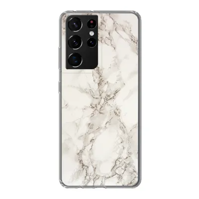 Produktbild von MuchoWow® Handyhülle Schutzhülle Hülle für Samsung Galaxy S21 Ultra Marmor - Grau - Weiß Silikon Softcase Handy Hülle - Mobiltelefon