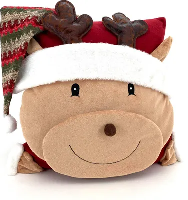 Produktbild von heimtexland ® Dekokissen Bezug Weihnachten Filz Plüsch 3D Deko Kissenhülle mit Applikation Weihnachtsdeko Kissen Typ832 Rentier
