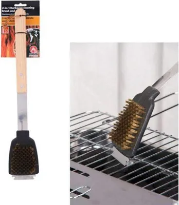 Zdjęcie produktu dla Edco szczotka do czyszczenia grilla ze skrobakiem dębowa stal nierdzewna BBQ 34774 ? Beżowy