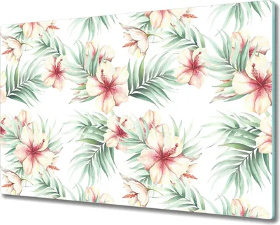 Produktbild von Glas Schneidebrett Herdabdeckplatten Schneideplatten - 80x52 cm - Hawaii Blumen