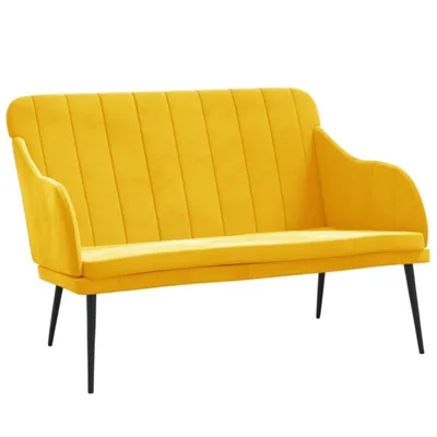 Zdjęcie produktu dla Żółta ławka 110x76x80 cm aksamitna