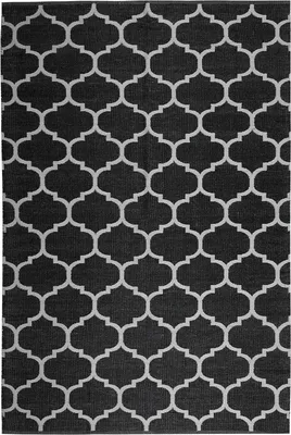 Produktbild von BELIANI Outdoor und Indoor Teppich Schwarz mit Weiß 140 x 200 cm zweiseitig mit marokkanischem Muster Rechteckig Orientalisches Design