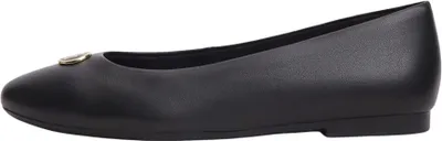 Productafbeelding van Tommy Hilfiger dames ballerina's, plat model, gemaakt van leer, zwart (Black), maat 42