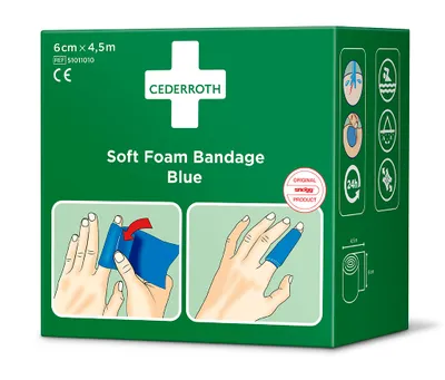 Produktbild von Cederroth Soft Foam Bandage 4,5 m x 6 cm blau