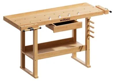 Productafbeelding van Werkbank hout - 151 x 61,5 x 86 cm - Rubberwood met lade