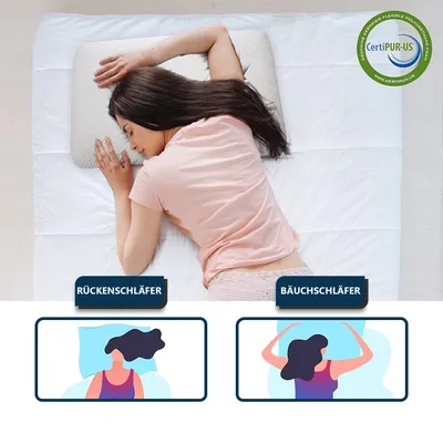 Produktbild von Ocness® Orthopädisches Kopfkissen - Gegen Nackenbeschwerden - 40 x 60 cm - Bambuskissen - Viskoelastischer / Memory Foam Füllung - Ergonomisch - Inklusive Kissenbezug